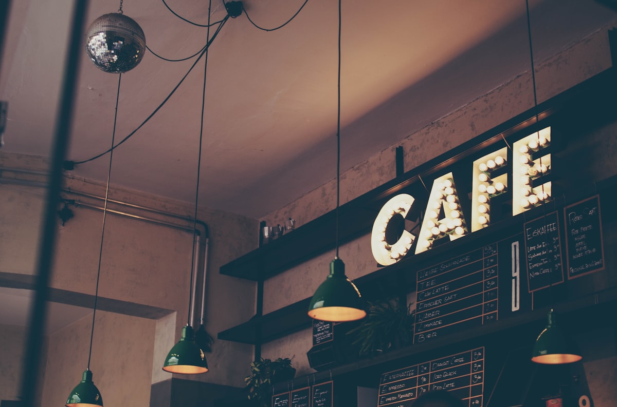 café interior, morning light